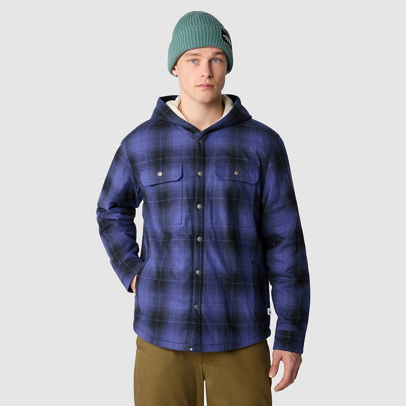 The North Face Hooded Campshire Shirt Jacket Tnf Black Medium Half Dome Shadow Plaid | DNAYQR-857