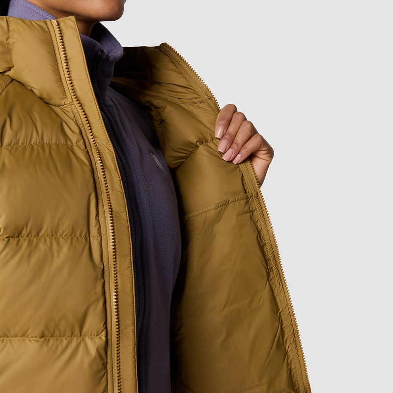 The North Face Hyalite Down Hooded Jacket British Khaki | PBRLZE-832