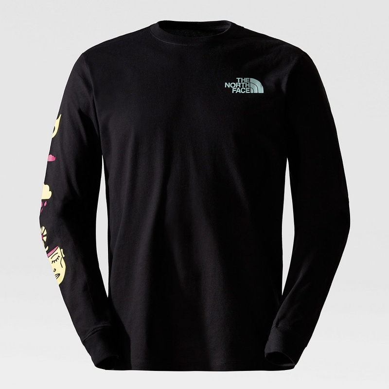 The North Face Long-Sleeve Brand Proud T-Shirt Tnf Black - Snow | CKJUZP-847