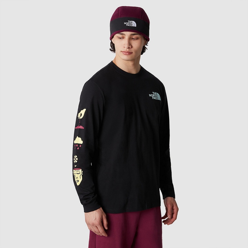 The North Face Long-Sleeve Brand Proud T-Shirt Tnf Black - Snow | CKJUZP-847