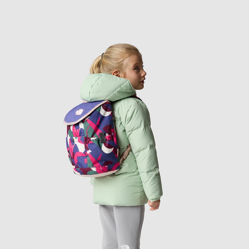 The North Face Mini Explorer Backpack Mr. Pink Big Abstract Print - Cave Blue - Pink Moss | YPCEIL-618