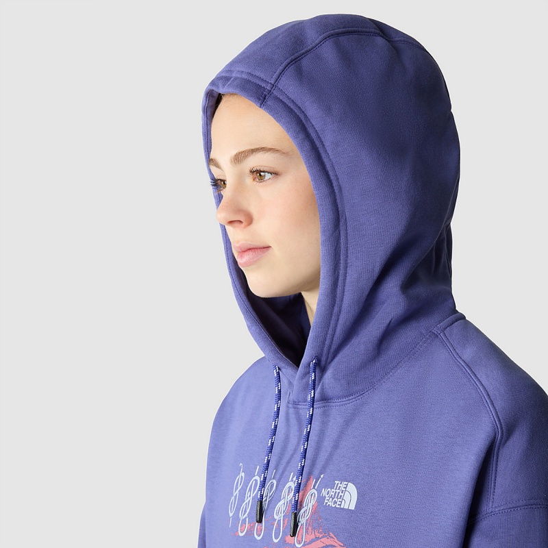 The North Face Outdoor Graphic Hoodie Cave Blue | QYBXNU-423