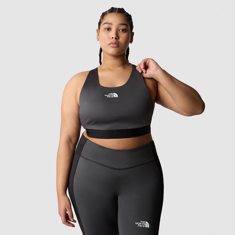 The North Face Plus Size Mountain Athletics Bra Asphalt Grey - Tnf Black | FQRGDB-247