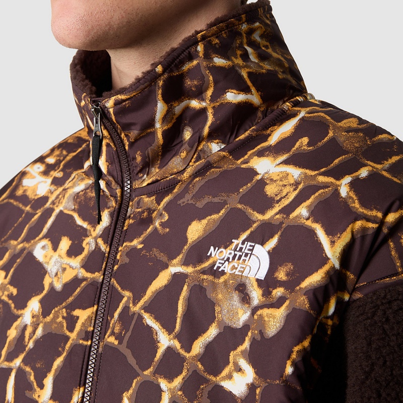 The North Face Printed Platte High-Pile Fleece Coal Brown - Coal Brown Water Distortion Print | JPFDIC-802