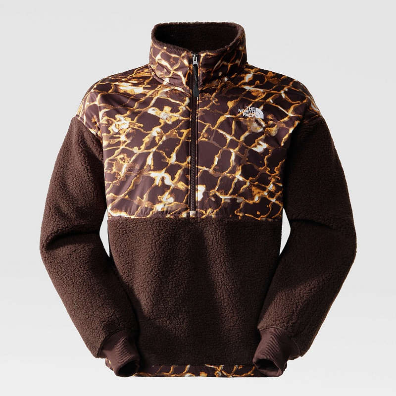 The North Face Printed Platte High-Pile Fleece Coal Brown - Coal Brown Water Distortion Print | JPFDIC-802