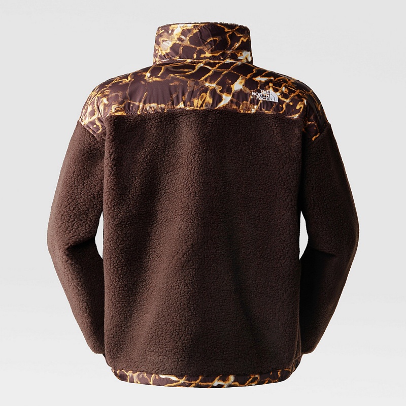 The North Face Printed Platte High-Pile Fleece Coal Brown - Coal Brown Water Distortion Print | JPFDIC-802