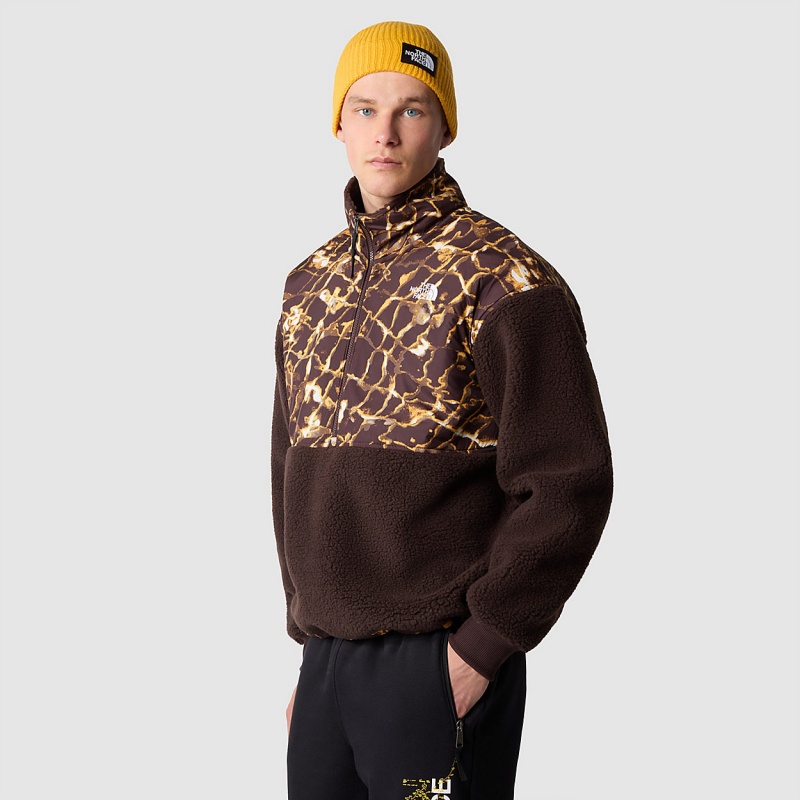 The North Face Printed Platte High-Pile Fleece Coal Brown - Coal Brown Water Distortion Print | JPFDIC-802