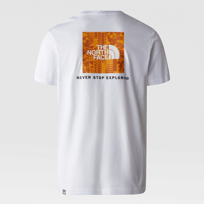 The North Face Redbox T-Shirt Tnf White - Summit Gold Irregular Geometry Print | QPMDWH-358