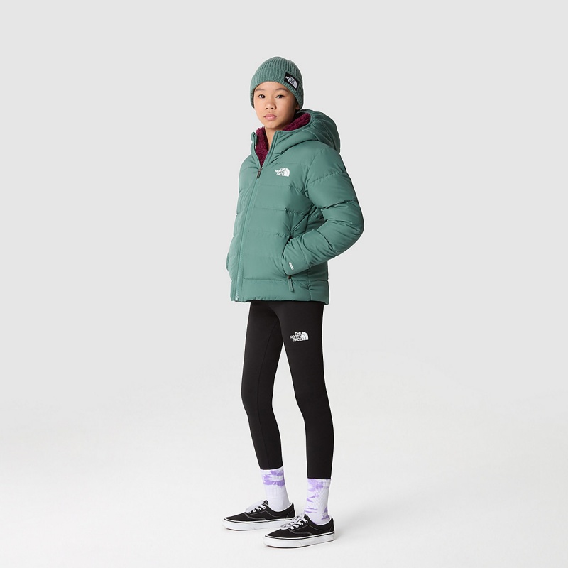 The North Face Reversible North Down Hooded Jacket Dark Sage | VLGQSB-214