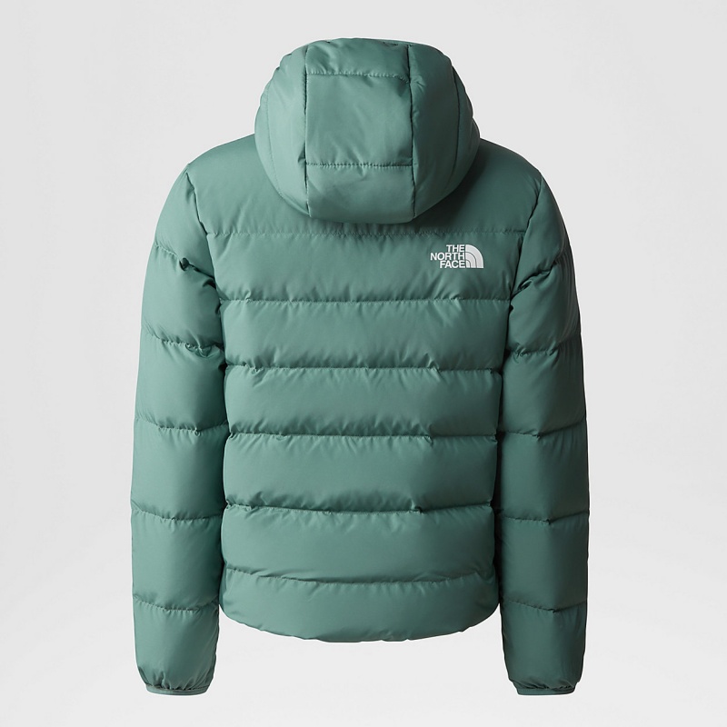 The North Face Reversible North Down Hooded Jacket Dark Sage | VLGQSB-214