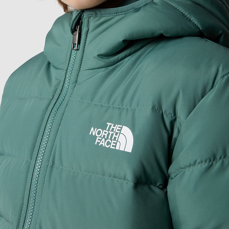 The North Face Reversible North Down Hooded Jacket Dark Sage | VLGQSB-214