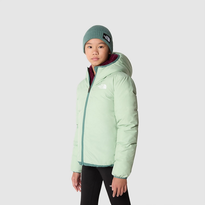 The North Face Reversible North Down Hooded Jacket Dark Sage | VLGQSB-214