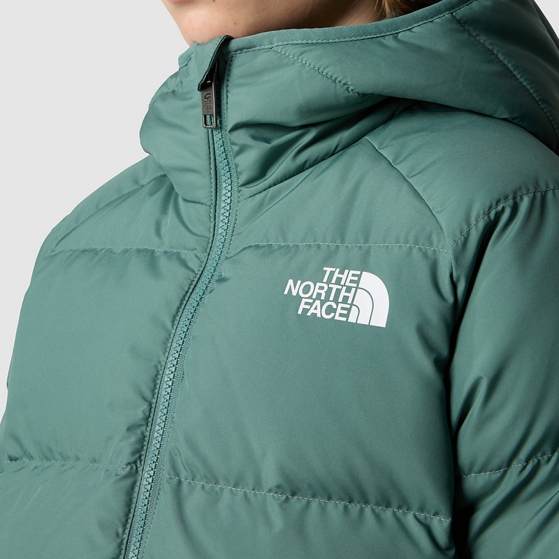 The North Face Reversible North Down Hooded Jacket Dark Sage | DQSMCI-076