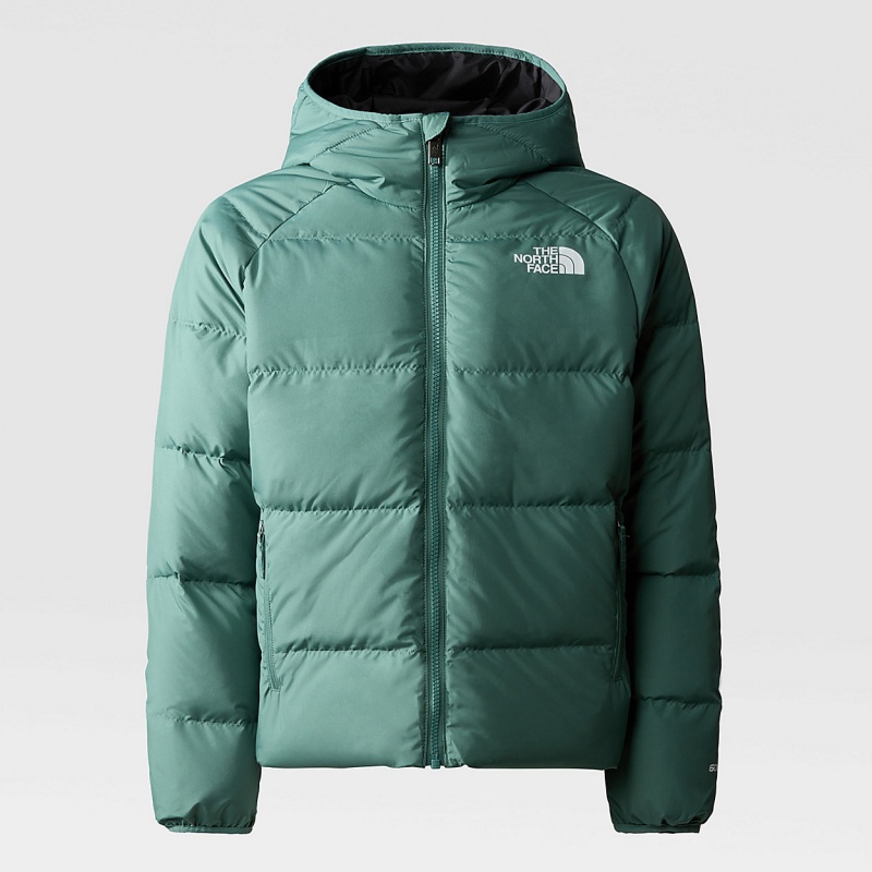 The North Face Reversible North Down Hooded Jacket Dark Sage | DQSMCI-076