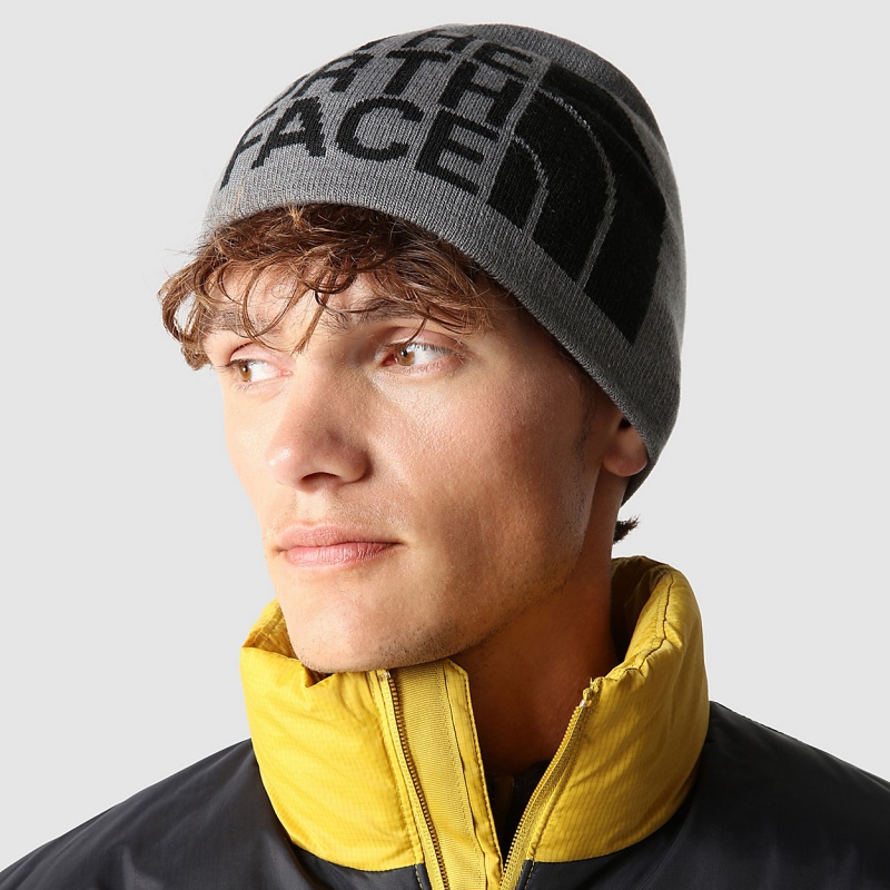 The North Face Reversible TNF Banner Beanie Tnf Medium Grey Heather - Tnf Black | IANKMP-743