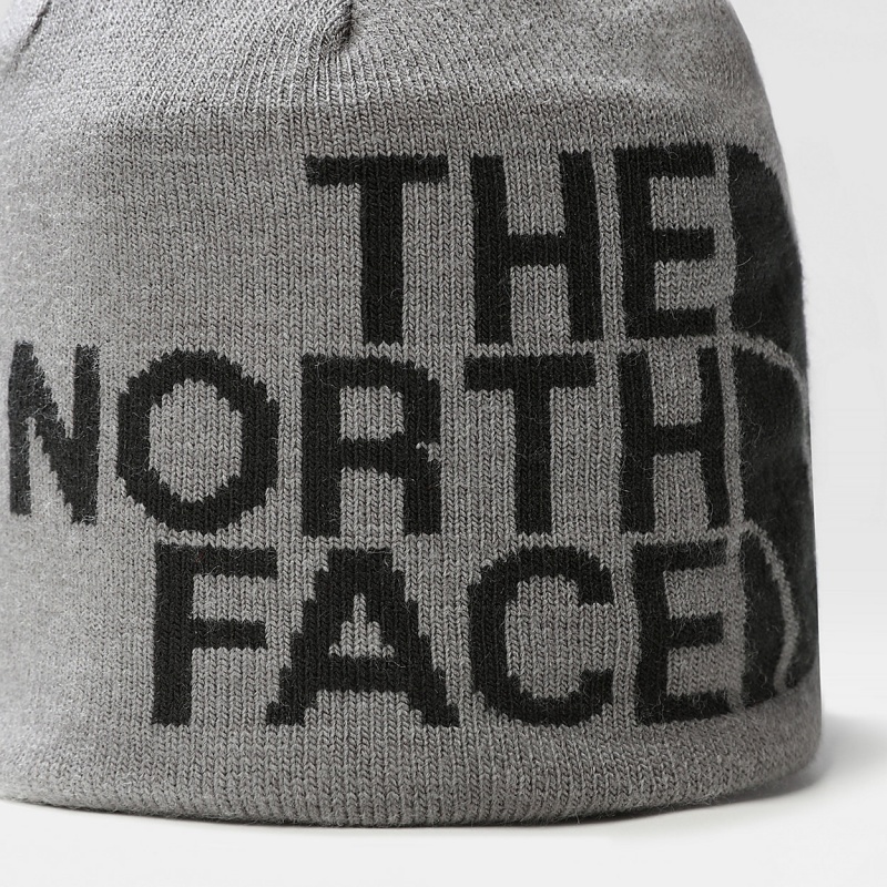 The North Face Reversible TNF Banner Beanie Tnf Medium Grey Heather - Tnf Black | IANKMP-743