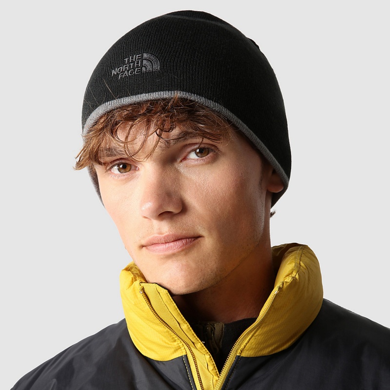 The North Face Reversible TNF Banner Beanie Tnf Medium Grey Heather - Tnf Black | IANKMP-743