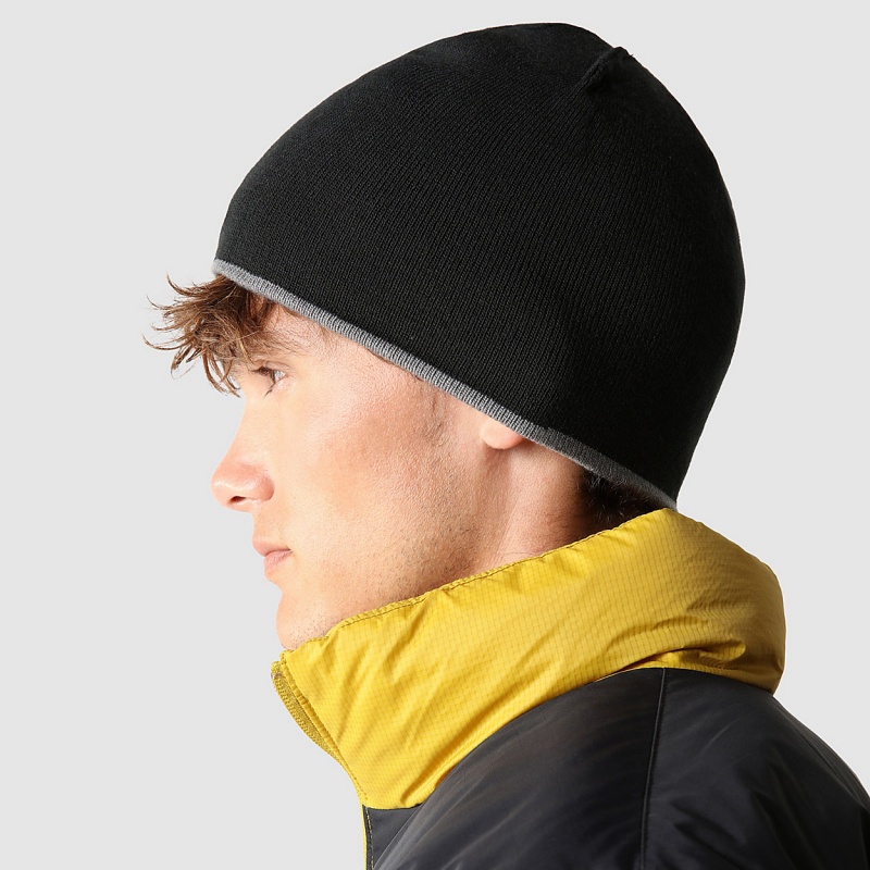 The North Face Reversible TNF Banner Beanie Tnf Medium Grey Heather - Tnf Black | IANKMP-743