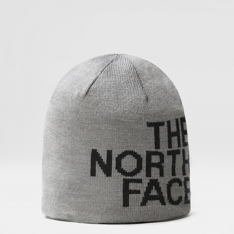 The North Face Reversible TNF Banner Beanie Tnf Medium Grey Heather - Tnf Black | IANKMP-743