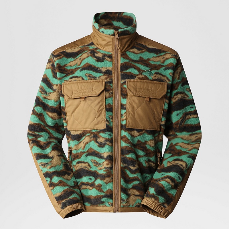 The North Face Royal Arch Full-Zip Fleece Jacket Deep Grass Green Painted Camo Print | TFAHVY-593