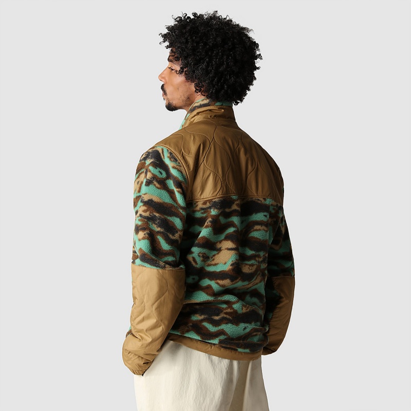 The North Face Royal Arch Full-Zip Fleece Jacket Deep Grass Green Painted Camo Print | TFAHVY-593