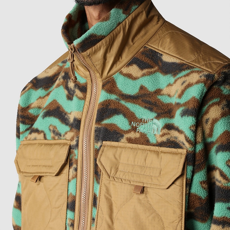 The North Face Royal Arch Full-Zip Fleece Jacket Deep Grass Green Painted Camo Print | TFAHVY-593