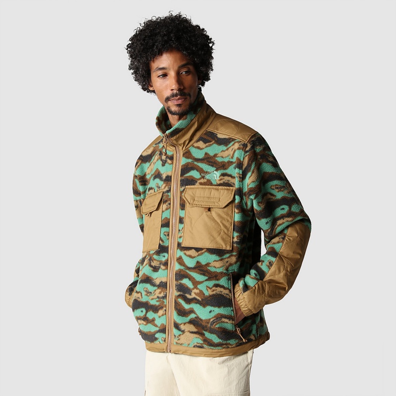 The North Face Royal Arch Full-Zip Fleece Jacket Deep Grass Green Painted Camo Print | TFAHVY-593