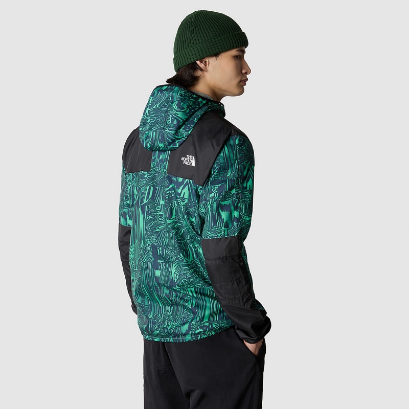 The North Face Seasonal Mountain Jacket Chlorophyll Green Digital Distortion Print - Tnf Black | VTPGDC-389