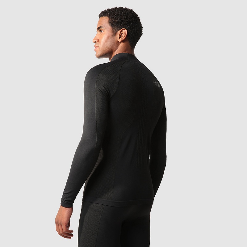 The North Face Sport Long-Sleeve Zip Top Tnf Black - Asphalt Grey | XGHYPF-549