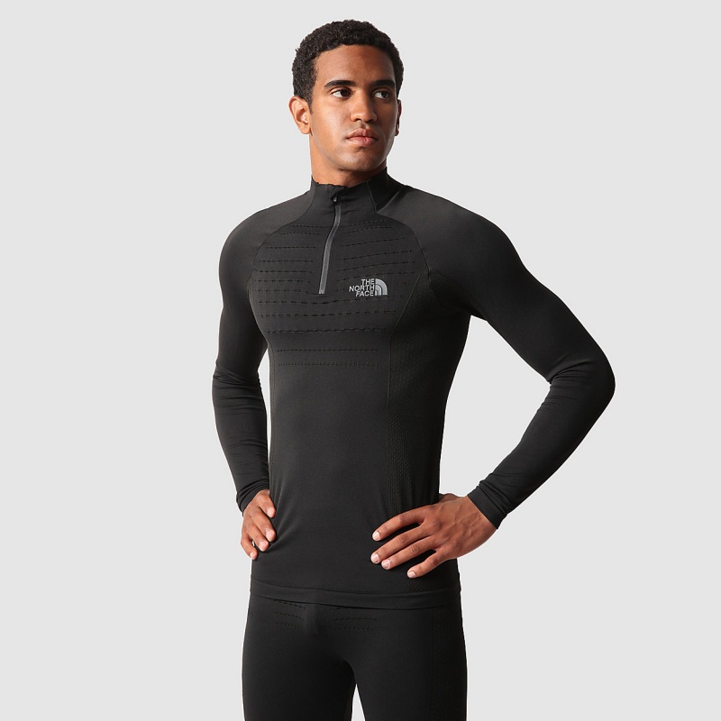 The North Face Sport Long-Sleeve Zip Top Tnf Black - Asphalt Grey | XGHYPF-549