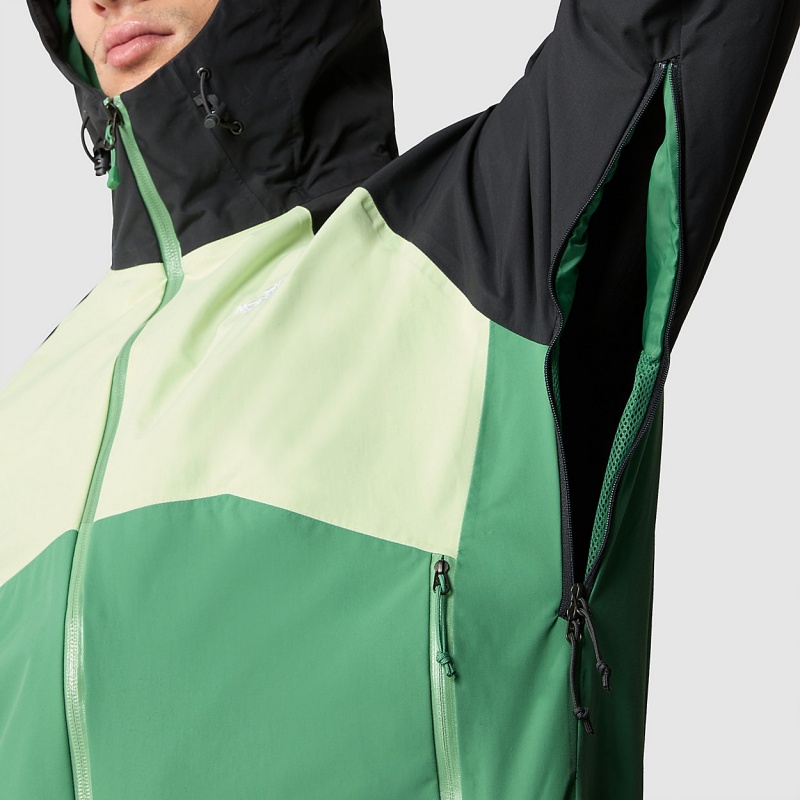 The North Face Stratos Hooded Jacket Deep Grass Green - Lime Cream - Asphalt Grey | ATLMFI-295