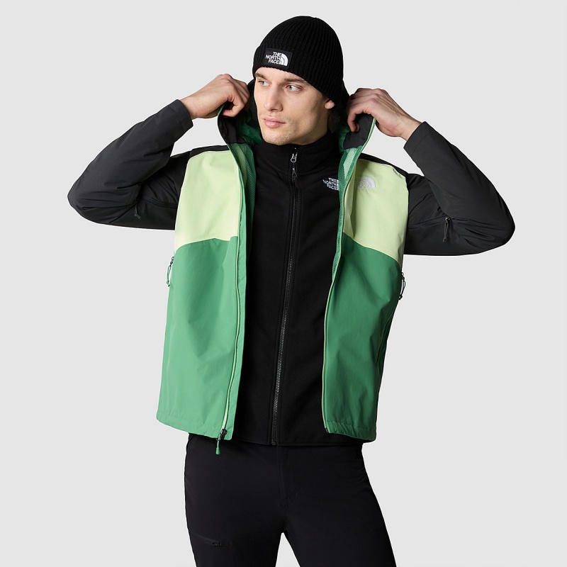 The North Face Stratos Hooded Jacket Deep Grass Green - Lime Cream - Asphalt Grey | ATLMFI-295