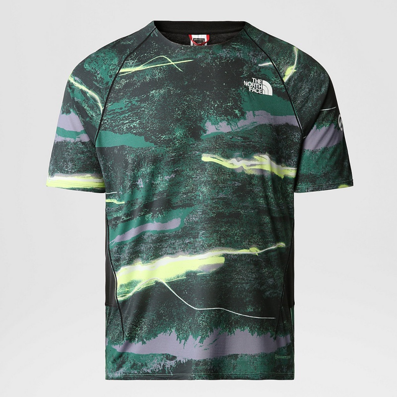 The North Face Summit High Trail Run T-Shirt Deep Grass Green Light Painting Print | CIVMRU-034