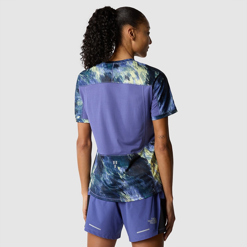 The North Face Sunriser T-Shirt Cave Blue Paint Lightening Print | RCIKUZ-098