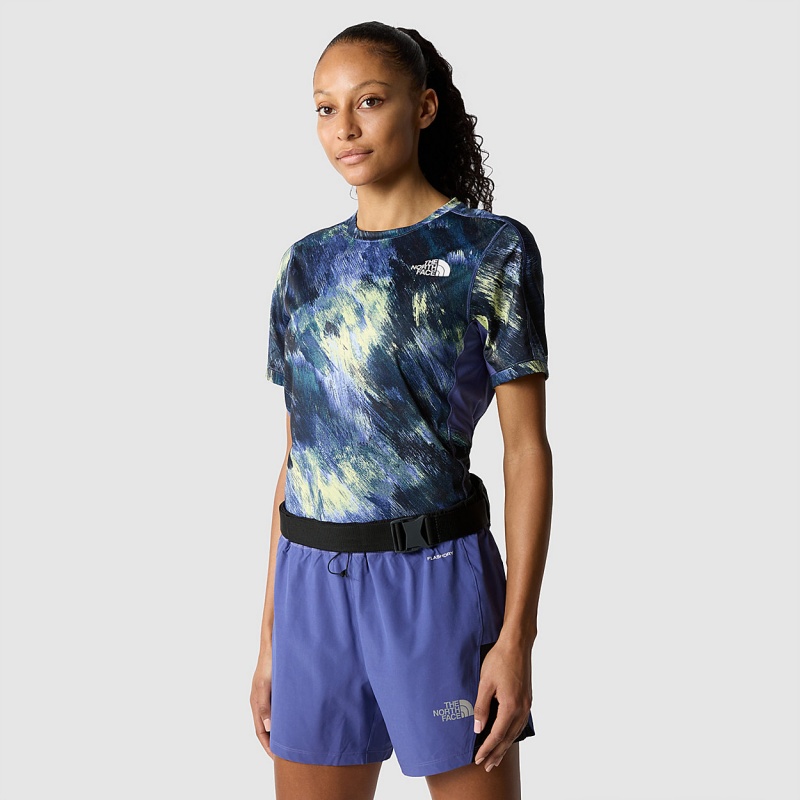 The North Face Sunriser T-Shirt Cave Blue Paint Lightening Print | RCIKUZ-098