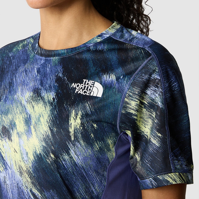 The North Face Sunriser T-Shirt Cave Blue Paint Lightening Print | RCIKUZ-098