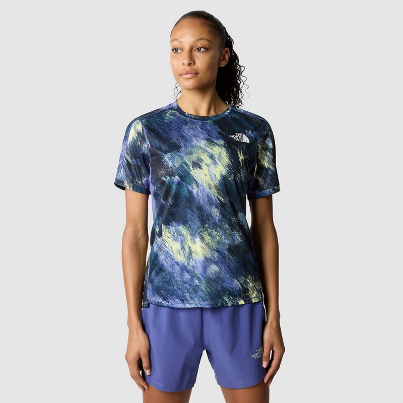 The North Face Sunriser T-Shirt Cave Blue Paint Lightening Print | RCIKUZ-098