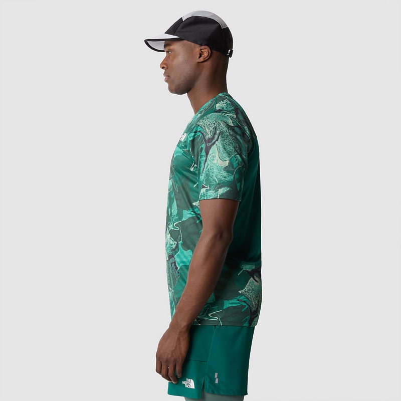 The North Face Sunriser T-Shirt Lichen Teal Camo Embroidery Print | FVWGSK-269