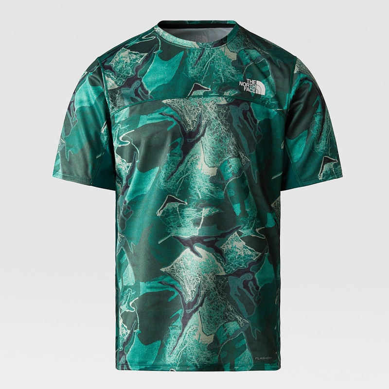 The North Face Sunriser T-Shirt Lichen Teal Camo Embroidery Print | FVWGSK-269