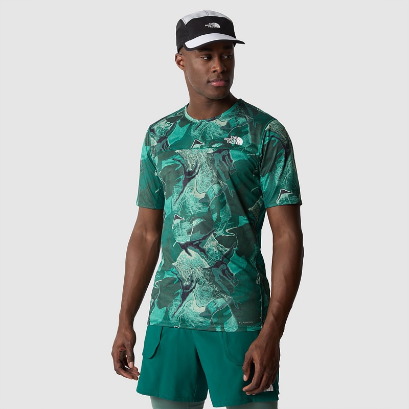 The North Face Sunriser T-Shirt Lichen Teal Camo Embroidery Print | FVWGSK-269