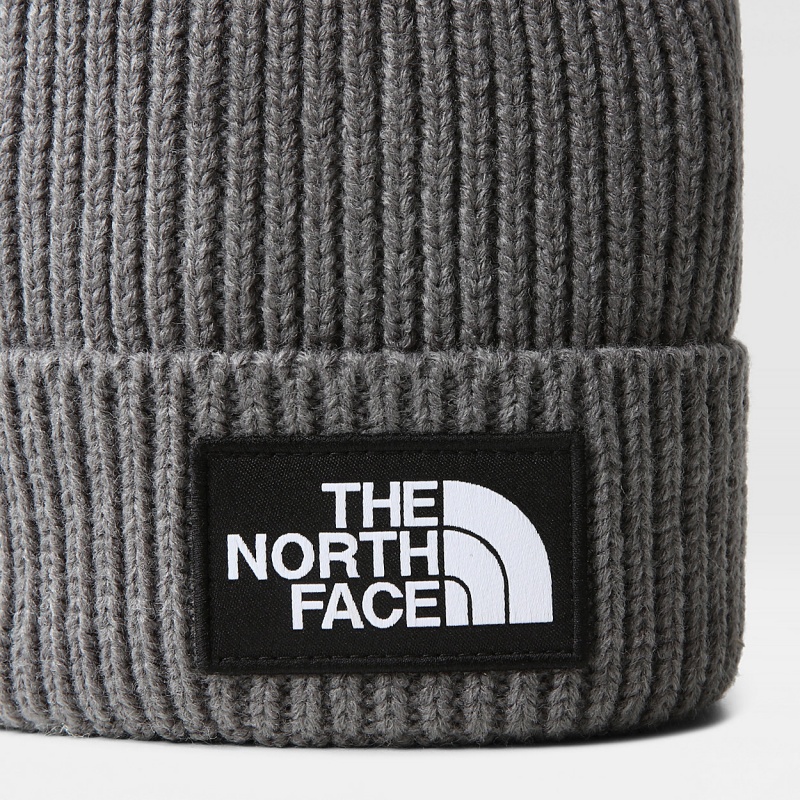 The North Face TNF Box Logo Cuff Beanie Tnf Medium Grey Heather | OFUHYQ-981