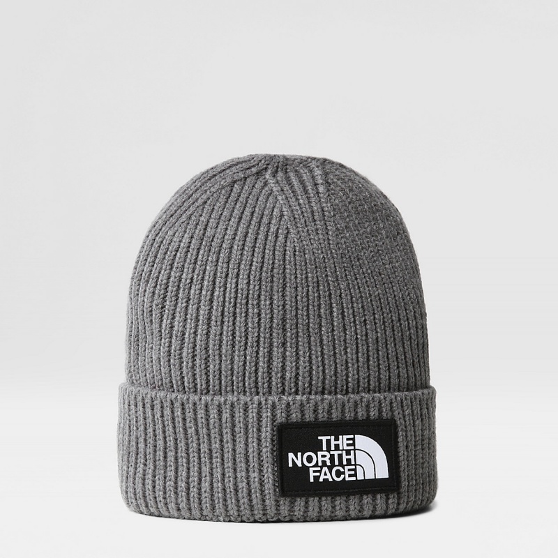 The North Face TNF Box Logo Cuff Beanie Tnf Medium Grey Heather | OFUHYQ-981