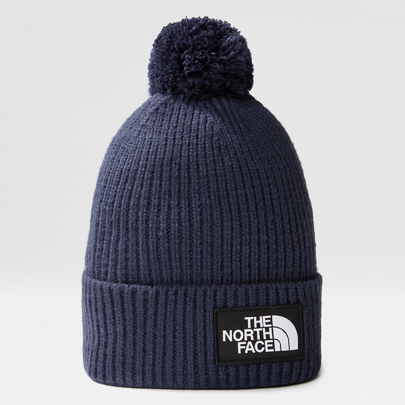 The North Face TNF Logo Box Pom Beanie Summit Navy | XYMOSN-470