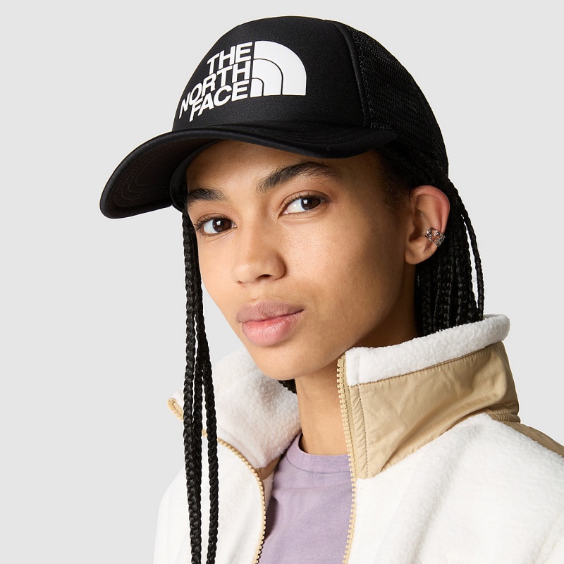 The North Face TNF Logo Trucker Cap Tnf Black - Tnf White | ZNHPGD-956