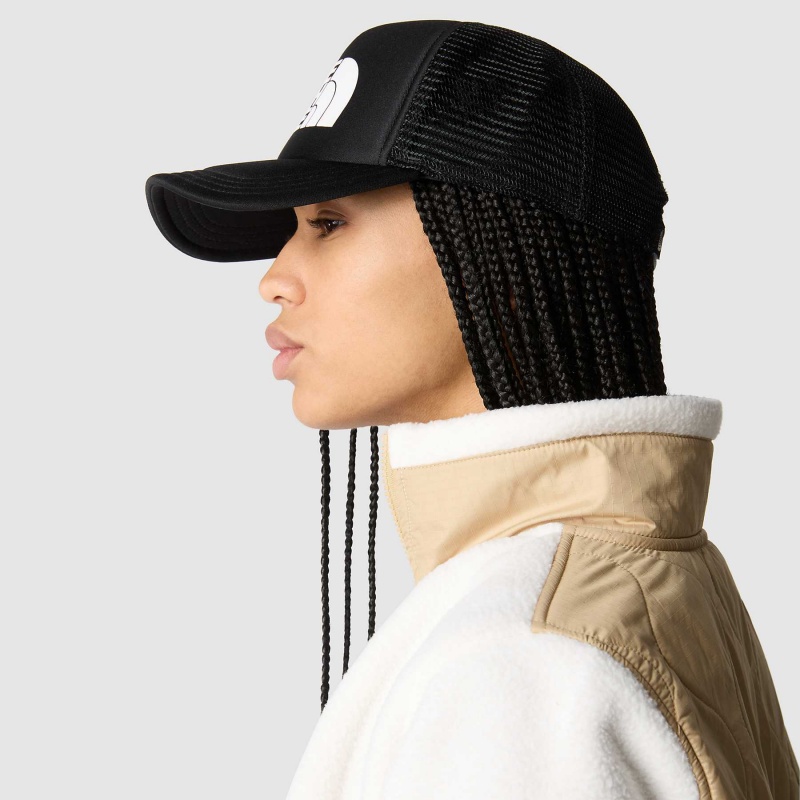 The North Face TNF Logo Trucker Cap Tnf Black - Tnf White | ZNHPGD-956