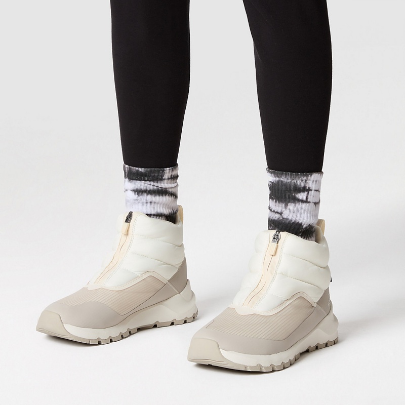 The North Face ThermoBall™ Progressive II Waterproof Zip-Up Winter Boots Gardenia White/Silver Grey | ESURJI-761