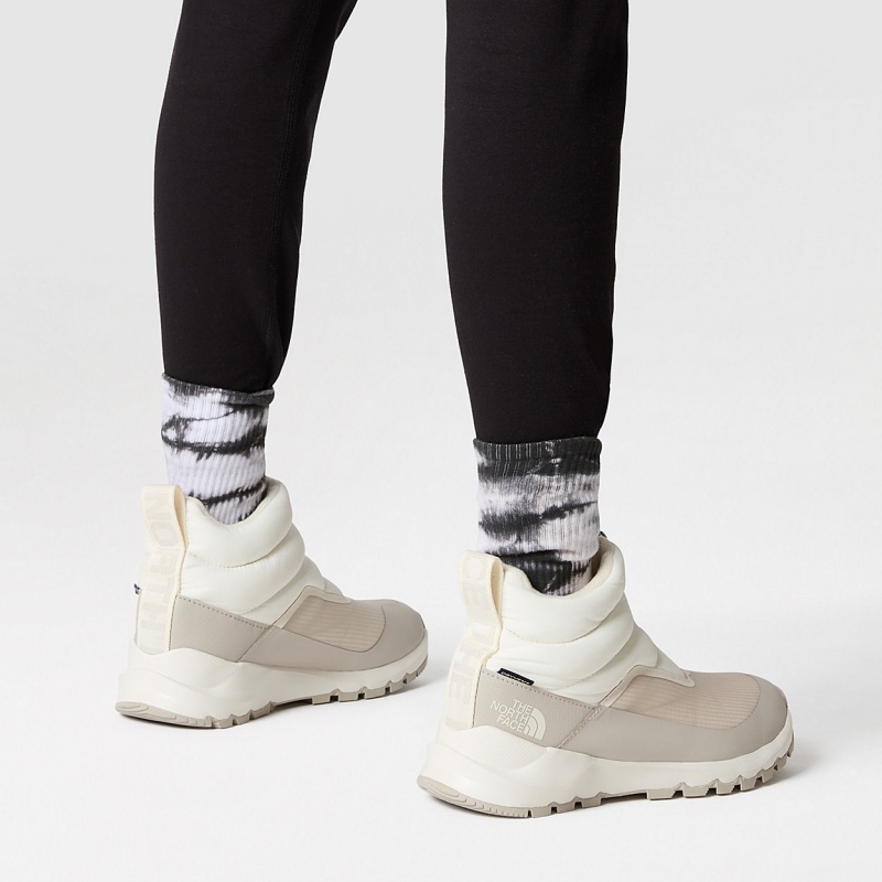 The North Face ThermoBall™ Progressive II Waterproof Zip-Up Winter Boots Gardenia White/Silver Grey | ESURJI-761