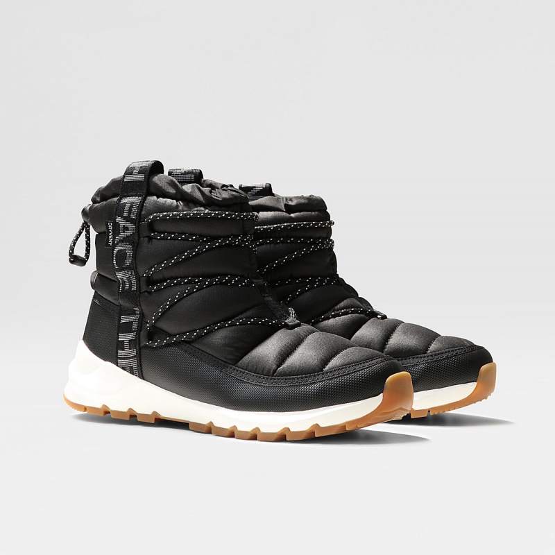 The North Face ThermoBall™ Waterproof Lace Up Winter Boots Tnf Black/Gardenia White | VKICBX-384