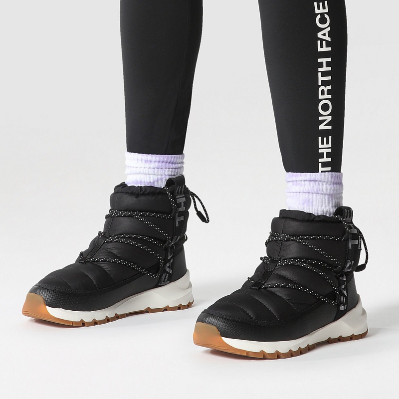 The North Face ThermoBall™ Waterproof Lace Up Winter Boots Tnf Black/Gardenia White | VKICBX-384