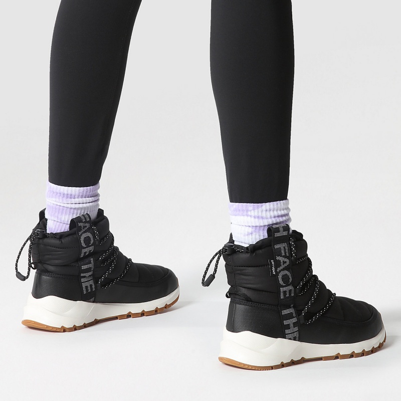 The North Face ThermoBall™ Waterproof Lace Up Winter Boots Tnf Black/Gardenia White | VKICBX-384